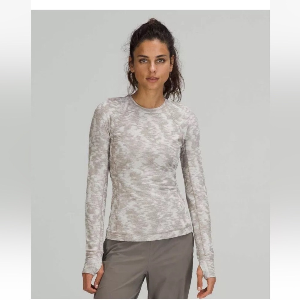 Lululemon Its Rulu Run Data Rush Jacquard White Opal Rover Long Sleeve sz 6
